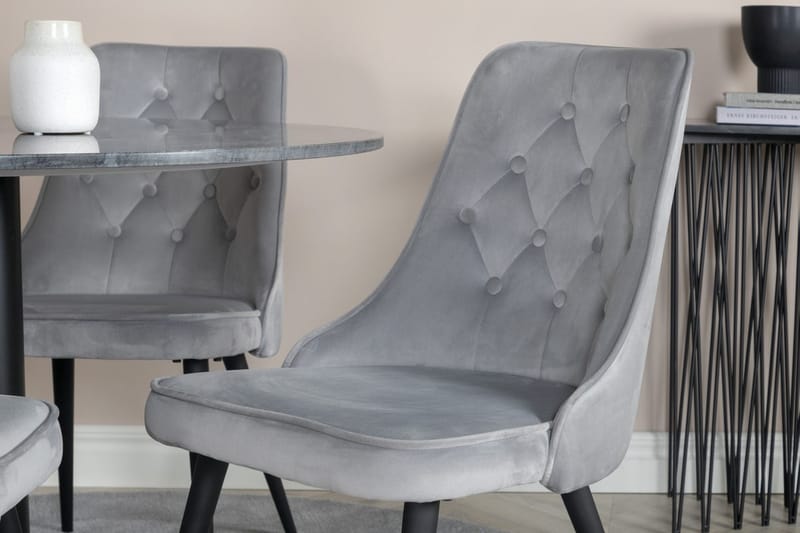 Admira Matbord 106 cm Runt Marmor med 4 Velvet Deluxe Sammetstol - Möbler - Matplats - Matgrupp & matbord med stolar
