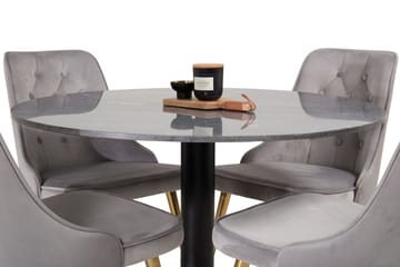 Admira Matbord 106 cm Runt Marmor med 4 Velvet Deluxe Sammetstol - Möbler - Matplats - Matgrupp & matbord med stolar