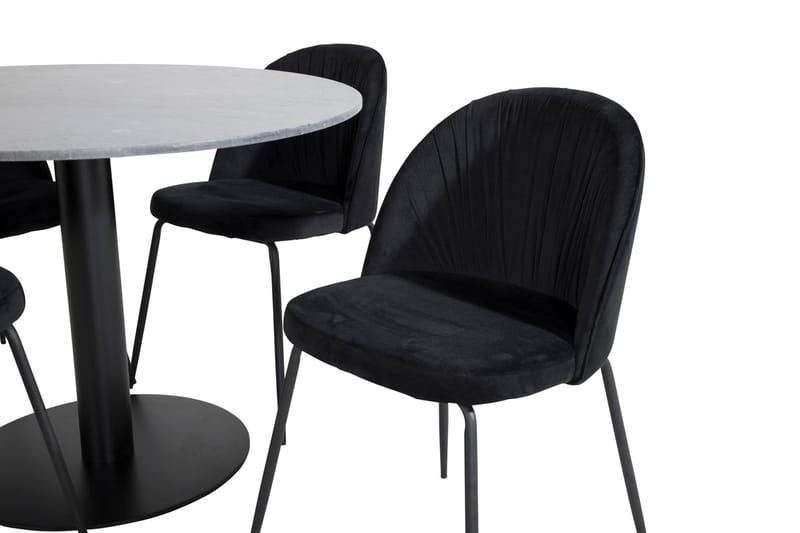 Admira Matbord 106 cm Runt Marmor med 4 Wrinkles Matstol - Möbler - Matplats - Matgrupp & matbord med stolar