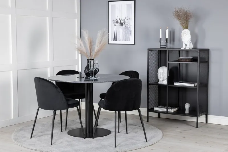 Admira Matbord 106 cm Runt Marmor med 4 Wrinkles Matstol