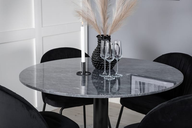 Admira Matbord 106 cm Runt Marmor med 4 Wrinkles Matstol - Möbler - Matplats - Matgrupp & matbord med stolar