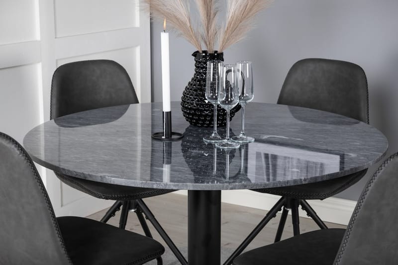 Admira Matbord 106 cm Runt Marmor med 4 Polar Matstol - Möbler - Matplats - Matgrupp & matbord med stolar