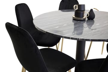 Admira Matbord 106 cm Runt Marmor med 6 Polar Köksstol Sammet - Möbler - Matplats - Matgrupp & matbord med stolar