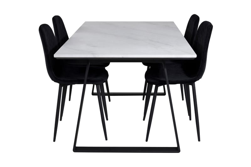 Admira Matgrupp 140 cm inkl 4 Ypas Stolar - Marmor/Vit/Svart - Möbler - Matplats - Matgrupp & matbord med stolar