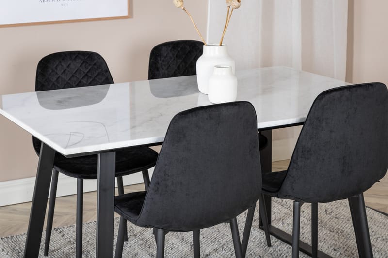 Admira Matgrupp 140 cm inkl 4 Ypas Stolar - Marmor/Vit/Svart - Möbler - Matplats - Matgrupp & matbord med stolar