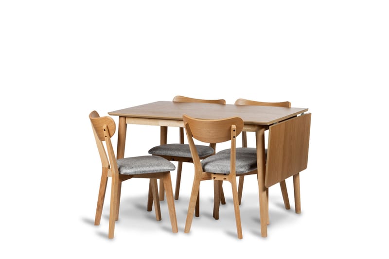 Åland Förlängningsbar Matgrupp 120-160 cm med 4 Åland Stolar - Brun/Natur - Möbler - Matplats - Matgrupp & matbord med stolar