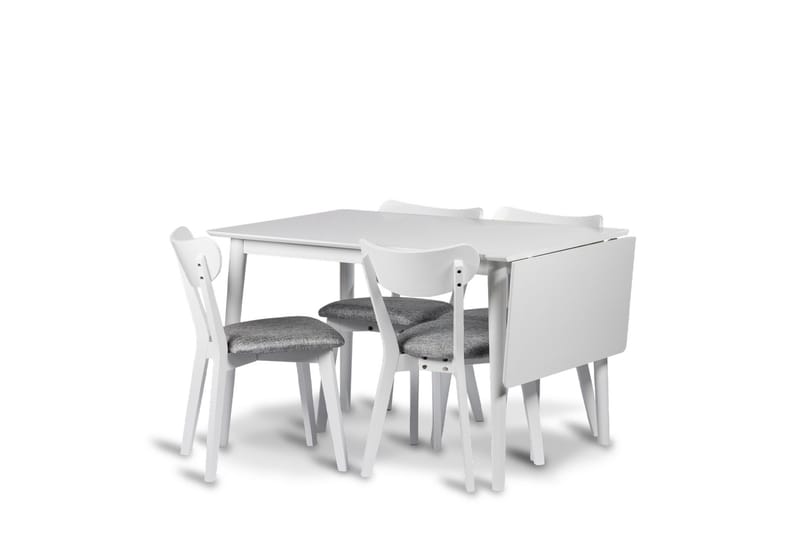 Åland Förlängningsbar Matgrupp 120-160 cm med 4 Stolar, Vit