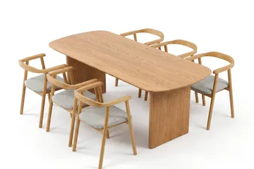 Alma Matgrupp rektangulärt 180 cm Ek med 6 Jolie Matstolar - Ek - Möbler - Matplats - Matgrupp & matbord med stolar