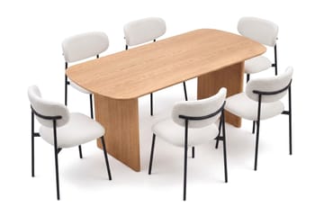 Alma Matgrupp rektangulärt 180 cm Ek med 6 Lucy Matstolar - Ek - Möbler - Matplats - Matgrupp & matbord med stolar