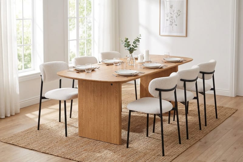 Alma Matgrupp rektangulärt 180 cm Ek med 6 Lucy Matstolar - Ek - Möbler - Matplats - Matgrupp & matbord med stolar