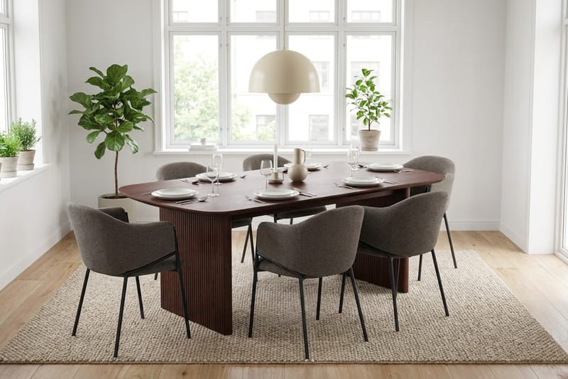 Alma Matgrupp rektangulärt 180 cm med 6 Filip Matstolar - Valnöt - Möbler - Matplats - Matgrupp & matbord med stolar