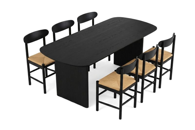 Alma Matgrupp rektangulärt 180 cm Svart med 6 Malte Matstolar - Möbler - Matplats - Matgrupp & matbord med stolar