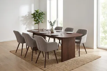 Alma Matgrupp rektangulärt 180 cm Valnöt med 6 Filippa Matstolar - Valnöt - Möbler - Matplats - Matgrupp & matbord med stolar