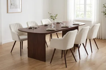Alma Matgrupp rektangulärt 180 cm Valnöt med 6 Filippa Matstolar - Valnöt - Möbler - Matplats - Matgrupp & matbord med stolar