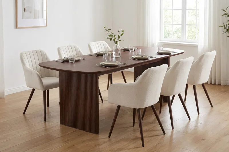 Alma Matgrupp rektangulärt 180 cm Valnöt med 6 Filippa Matstolar - Valnöt - Möbler - Matplats - Matgrupp & matbord med stolar
