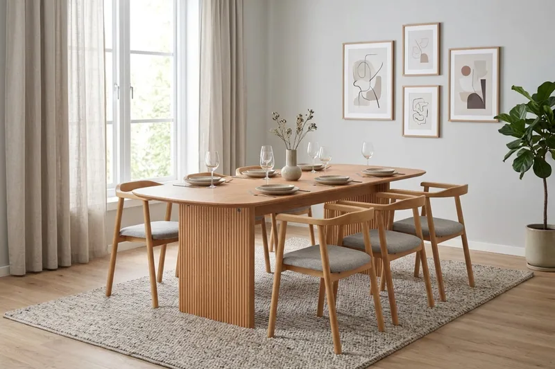 Alma Matgrupp rektangulärt 220 cm Ek med 6 Jolie Matstolar - Ek - Möbler - Matplats - Matgrupp & matbord med stolar