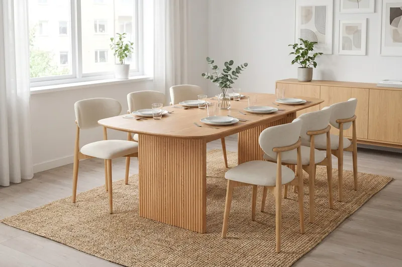 Alma Matgrupp rektangulärt 220 cm Ek med 6 Molly Matstolar - Ek - Möbler - Matplats - Matgrupp & matbord med stolar
