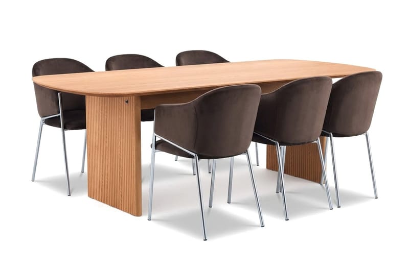 Alma Matgrupp rektangulärt 220 cm med 6 Filip Matstolar, Ek