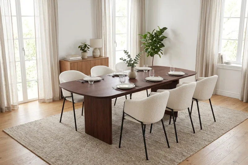 Alma Matgrupp rektangulärt 220 cm med 6 Filip Matstolar - Valnöt - Möbler - Matplats - Matgrupp & matbord med stolar