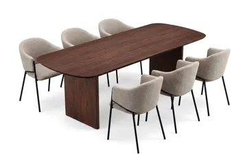 Alma Matgrupp rektangulärt 220 cm med 6 Filip Matstolar - Valnöt - Möbler - Matplats - Matgrupp & matbord med stolar
