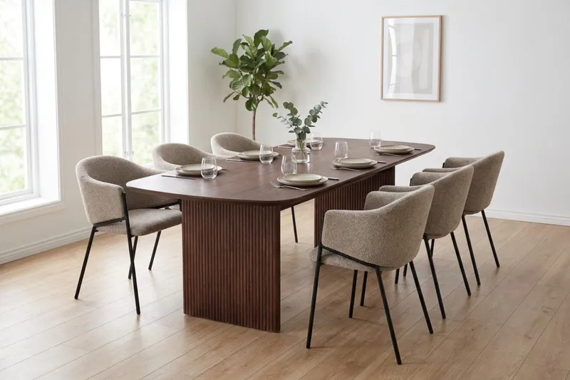 Alma Matgrupp rektangulärt 220 cm med 6 Filip Matstolar - Valnöt - Möbler - Matplats - Matgrupp & matbord med stolar