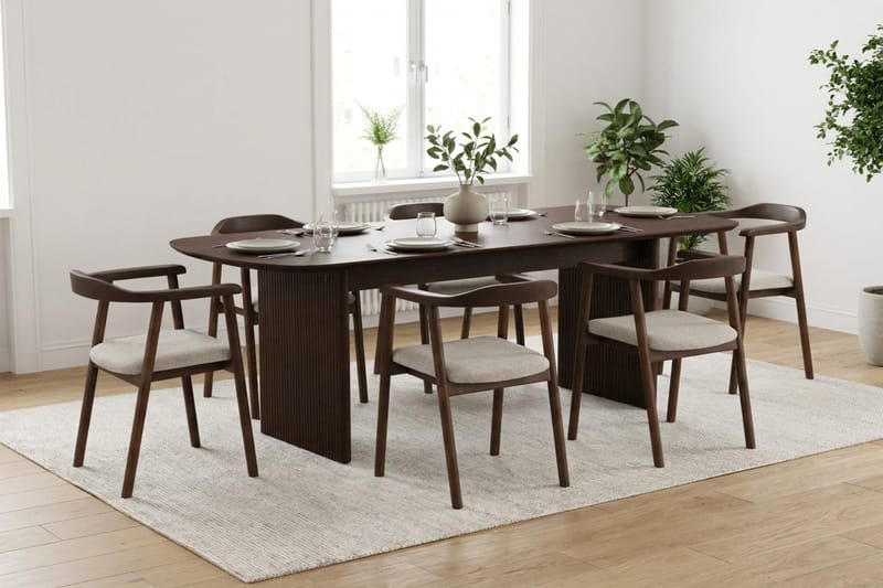 Alma Matgrupp rektangulärt 220 cm Rökt Ek med 6 Jolie Matstolar - Möbler - Matplats - Matgrupp & matbord med stolar