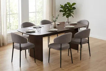 Alma Matgrupp rektangulärt 220 cm Rökt Ek med 6 Sawako Matstolar - Rökt ek - Möbler - Matplats - Matgrupp & matbord med stolar