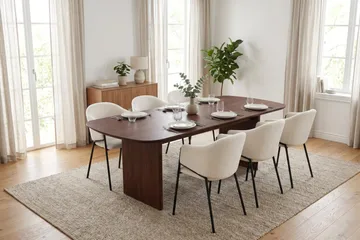 Alma Matgrupp rektangulärt 220 cm Valnöt med 6 Filip Matstolar - Valnöt - Möbler - Matplats - Matgrupp & matbord med stolar
