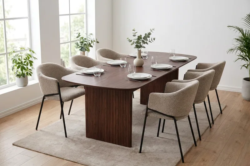 Alma Matgrupp rektangulärt 220 cm Valnöt med 6 Filip Matstolar - Valnöt - Möbler - Matplats - Matgrupp & matbord med stolar