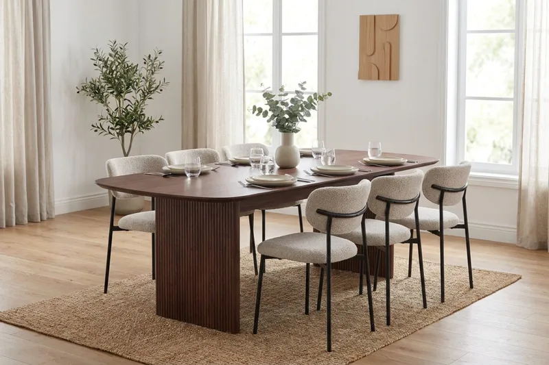 Alma Matgrupp rektangulärt 220 cm Valnöt med 6 Lucy Matstolar - Valnöt - Möbler - Matplats - Matgrupp & matbord med stolar