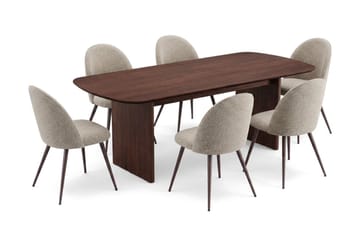 Alma Matgrupp rektangulärt 220 cm Valnöt med 6 Nibe Plus Matstolar - Valnöt - Möbler - Matplats - Matgrupp & matbord med stolar