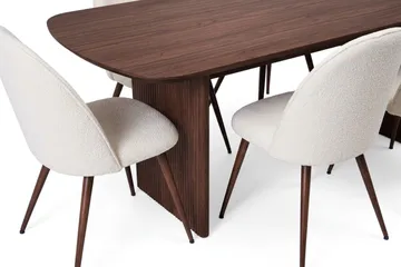 Alma Matgrupp rektangulärt 220 cm Valnöt med 6 Nibe Plus Matstolar - Valnöt/Vit - Möbler - Matplats - Matgrupp & matbord med stolar