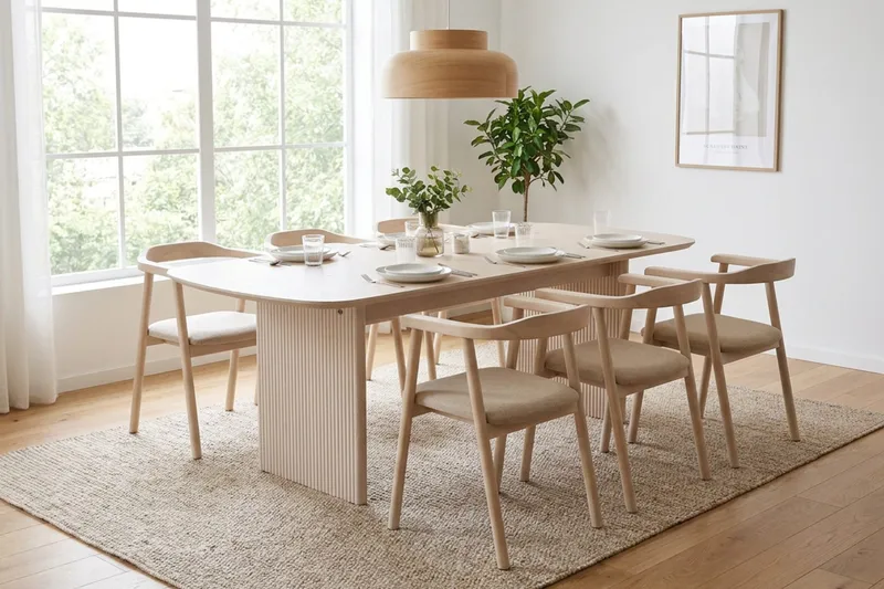 Alma rektangulärt Matbord 220x100 cm Fanér - Vitlaserat - Möbler - Matplats - Matbord & köksbord
