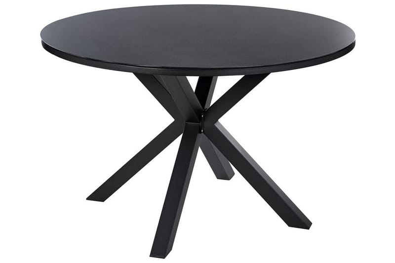Altona Runt Matbord 120 cm med Glasskiva, Sten- och Metallutseende, Svart