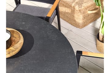 Altona Runt Matbord 120 cm med Glasskiva, Sten- och Metallutseende - Svart - Möbler - Matplats - Matbord & köksbord