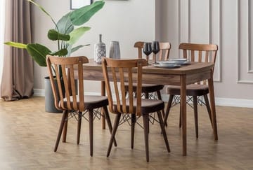 Alvryn Matgrupp Bord 130 cm + 4 Stolar - Brun - Möbler - Matplats - Matgrupp & matbord med stolar
