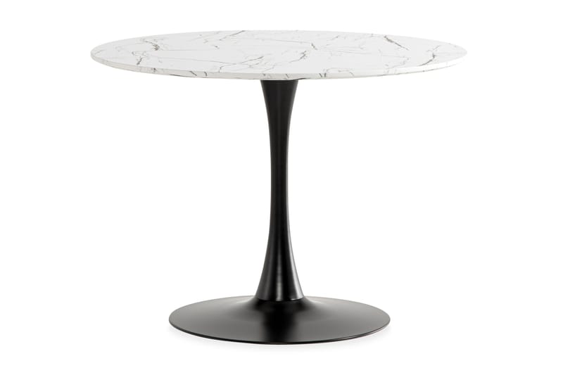 Ananta Matbord 100 cm Runt Svart bas +  4 st Nikolas stol beige med svarta ben - Vit/Svart/Beige - Möbler - Matplats - Matgrupp & matbord med stolar