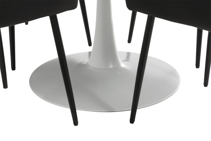ANANTA Matbord 100 cm Runt Vit + 4 TOFTINGE Karmstolar Svart - Matgrupp & matbord med stolar