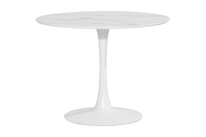 Ananta Matbord 100 cm Runt vit bas +  4 st Nikolas stol brun med svarta ben - Vit/Brun - Möbler - Matplats - Matgrupp & matbord med stolar