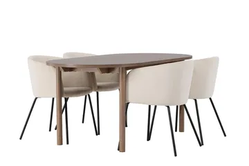 Andy Matbord 180x90 cm Brun med 4 Berit Karmstol Sammet med Armstöd - Möbler - Matplats - Matgrupp & matbord med stolar