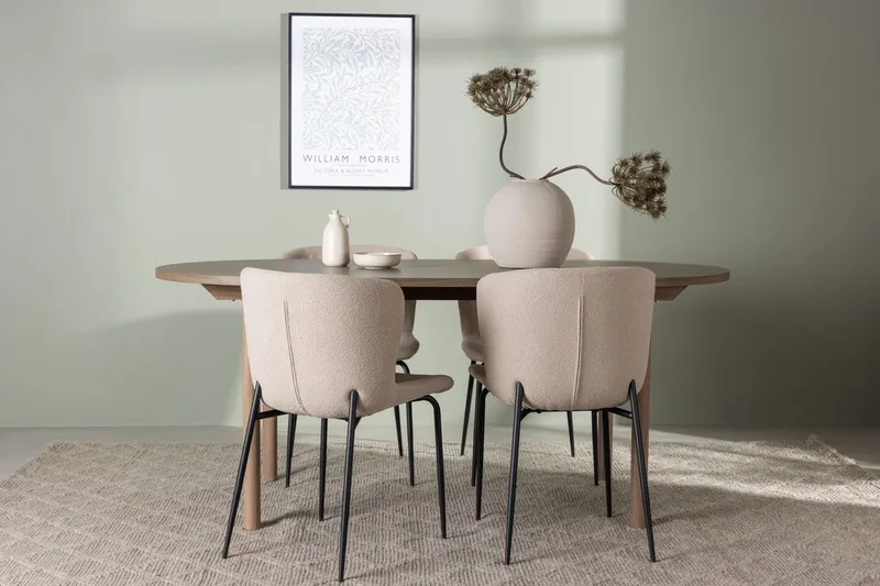Andy Matbord 180x90 cm Brun med 4 Modesto Matstol