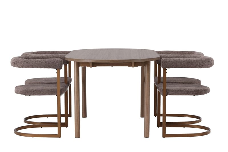 Andy Matbord 180x90 cm Brun med 4 Morning Karmstol - Möbler - Matplats - Matgrupp & matbord med stolar
