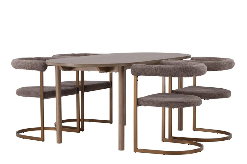 Andy Matbord 180x90 cm Brun med 4 Morning Karmstol - Möbler - Matplats - Matgrupp & matbord med stolar