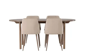 Andy Matbord 180x90 cm Brun med 4 Night Matstol - Möbler - Matplats - Matgrupp & matbord med stolar