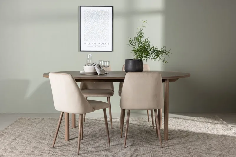 Andy Matbord 180x90 cm Brun med 4 Night Matstol