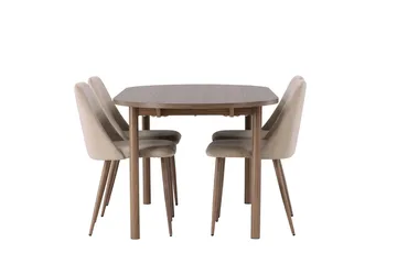 Andy Matbord 180x90 cm Brun med 4 Night Matstol - Möbler - Matplats - Matgrupp & matbord med stolar