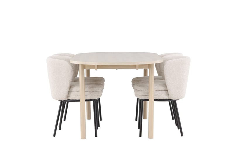 Andy Matgrupp 180 cm Oval med 4 Agnes stolar - Whitewash/Vit - Möbler - Matplats - Matgrupp & matbord med stolar
