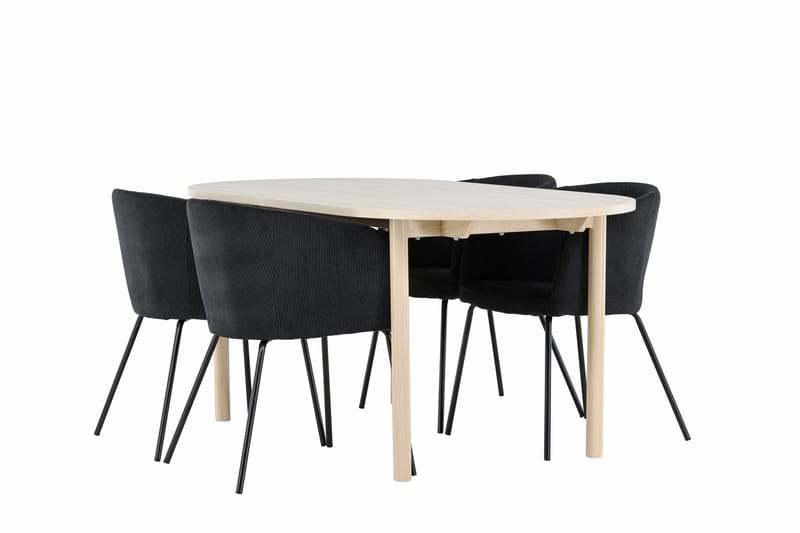 Andy Matgrupp 180 cm Oval med 4 Berit stolar, Whitewash/Svart