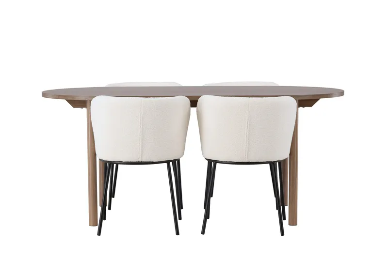 Andy Matgrupp 180 cm Oval med 4 Edina Stolar, Natur