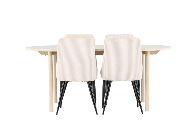 Andy Matgrupp 180 cm Oval med 4 Leone stolar - Whitewash/Beige - Möbler - Matplats - Matgrupp & matbord med stolar